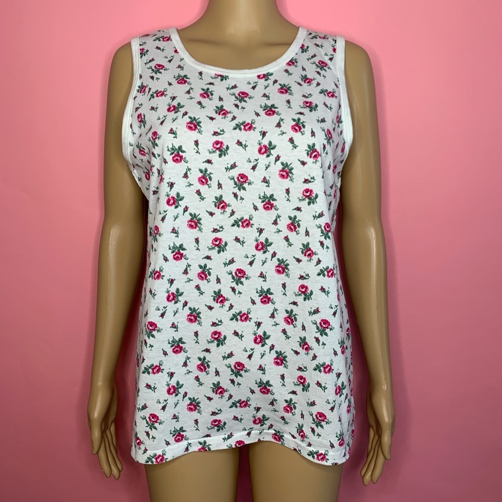 1990s Vintage Floral Patterned Tank Top